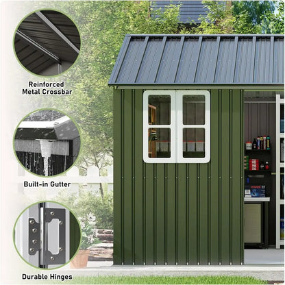 10 x 12 Outdoor Storage Shed with Lockable Door and 2 Windows,