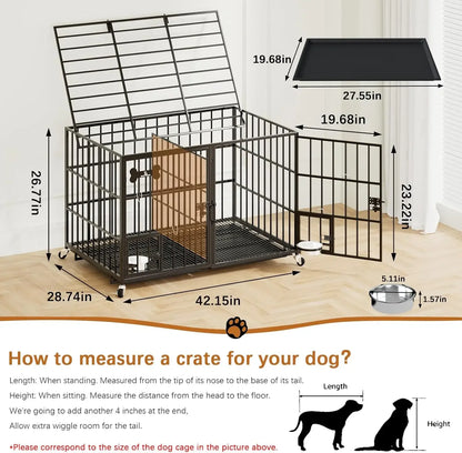 42 inch Heavy Duty Metal Dog Crate with Divider