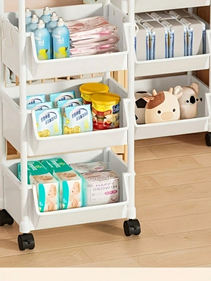 1 movable plastic storage cart, practical sorting rack
