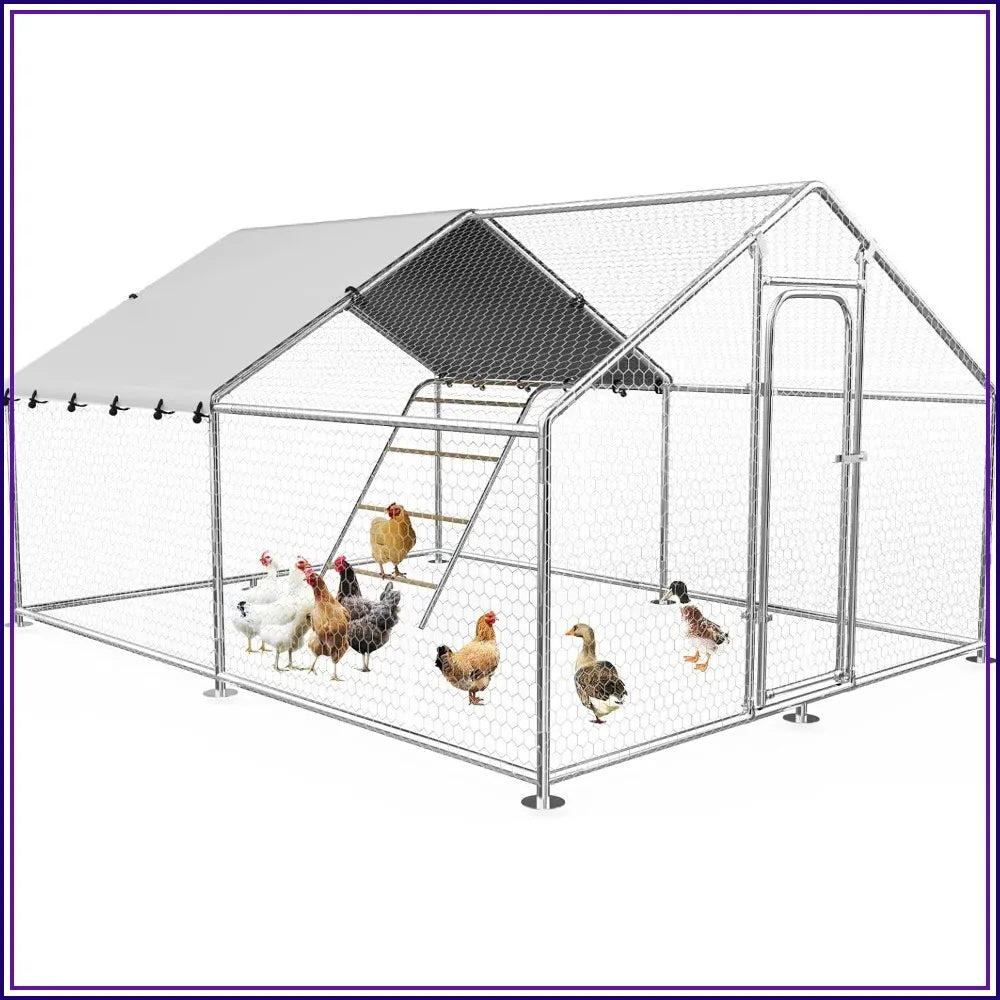 Large Metal Chicken Coop 9.8'x13.2'x6.4'