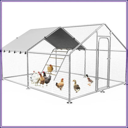 Large Metal Chicken Coop 9.8'x13.2'x6.4'