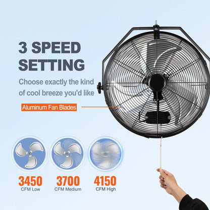 Wall Mount Fan High Velocity Waterproof Oscillating