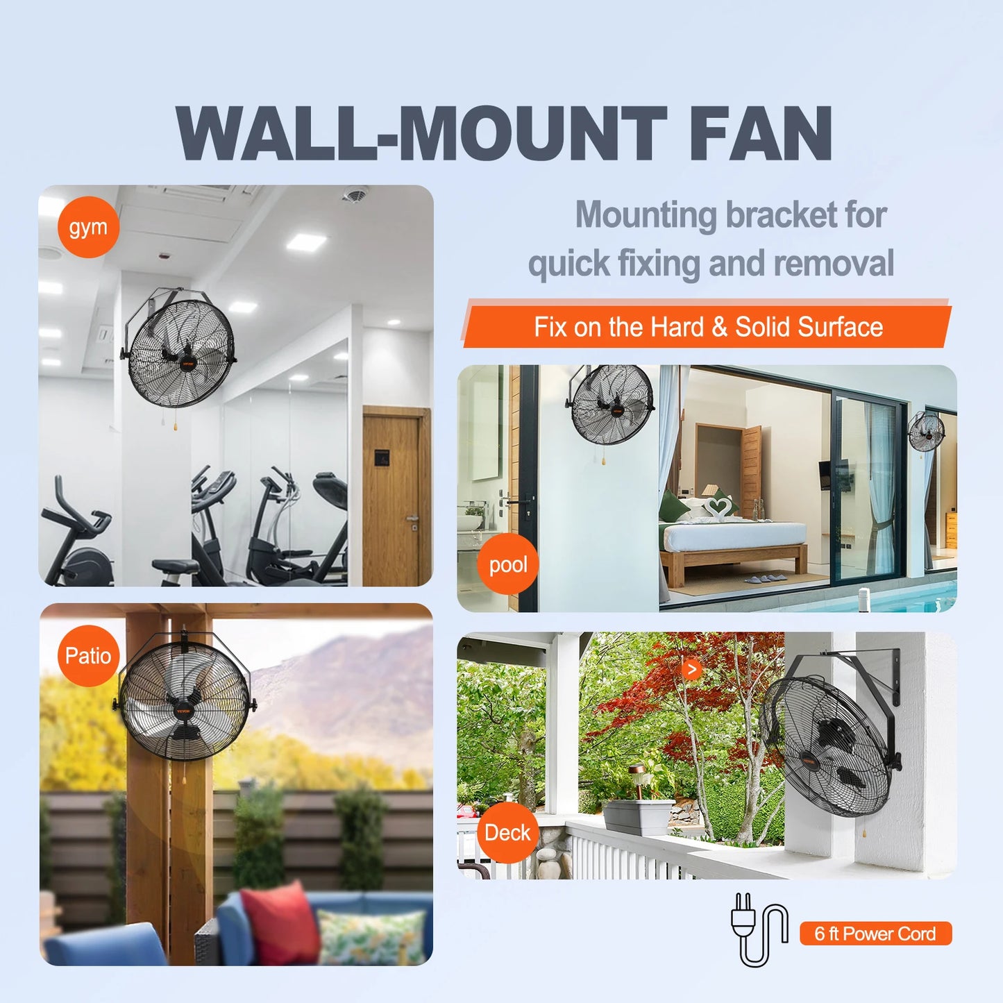 Wall Mount Fan High Velocity Waterproof Oscillating