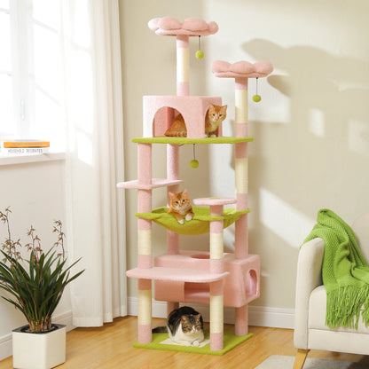 Cat Tree Tower W/ Scratching Posts& Hammock, Condo, Perch, Dangling Balls
