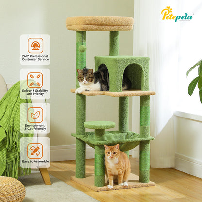 Cat Tree Tower with Metal Frame Hammock, Condo