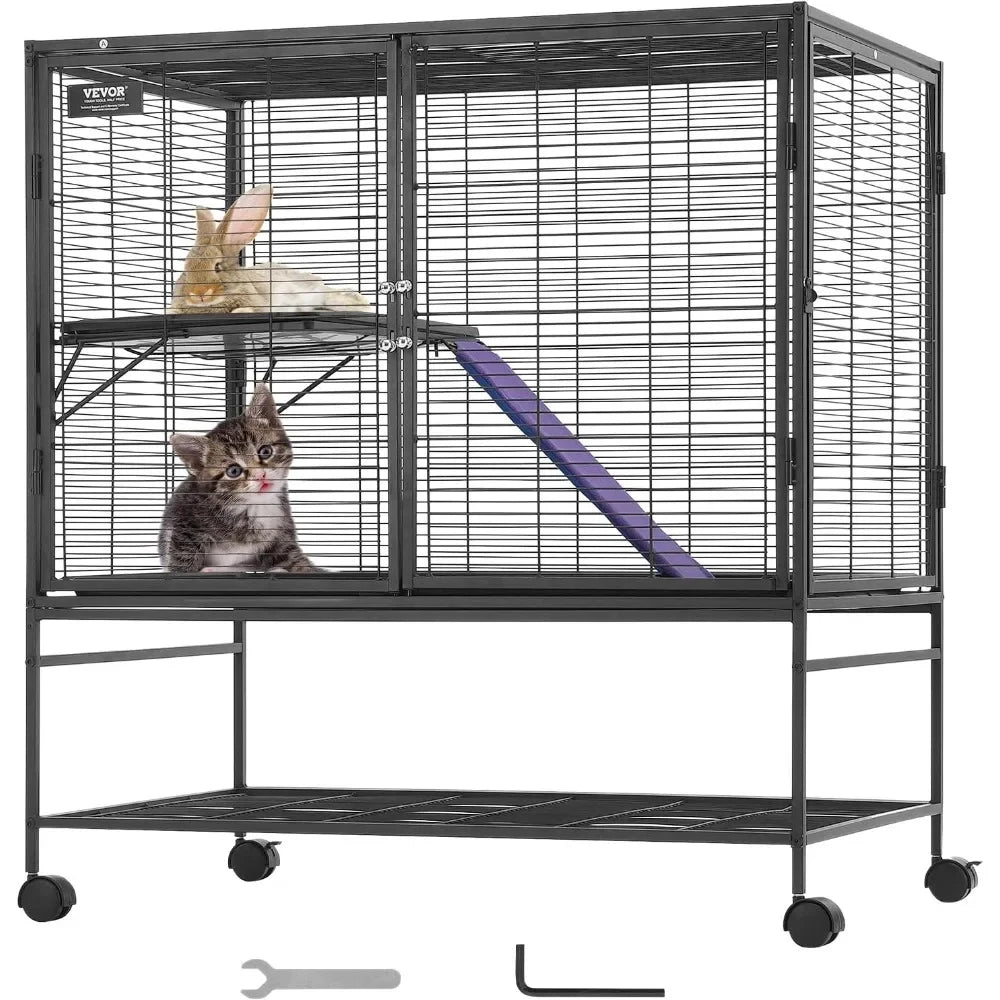 Rolling Metal Small Animal Cage with Ramps & Tray