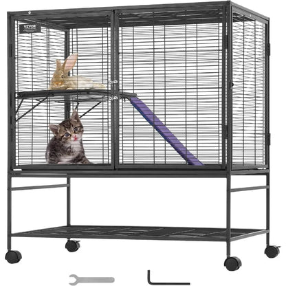 Rolling Metal Small Animal Cage with Ramps & Tray