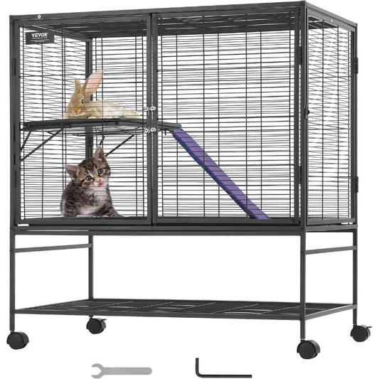 Rolling Metal Small Animal Cage with Ramps & Tray