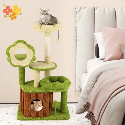Cat Tree Multi-level Tower with Trunk Condo-Green