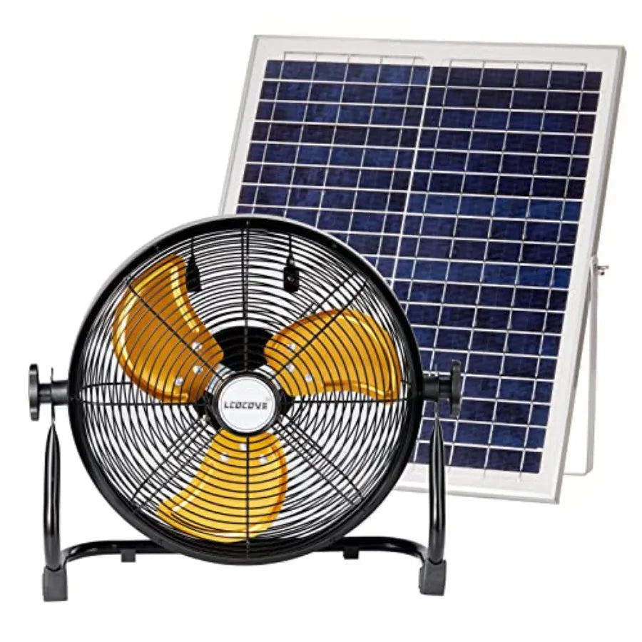 Outdoor solar-powered fan for shed, home, outside, camping;