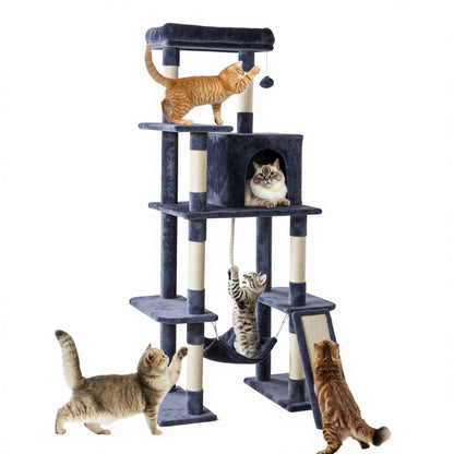 63In Cat Tree Tall Multi-Cat Climbing Tower for Pet
