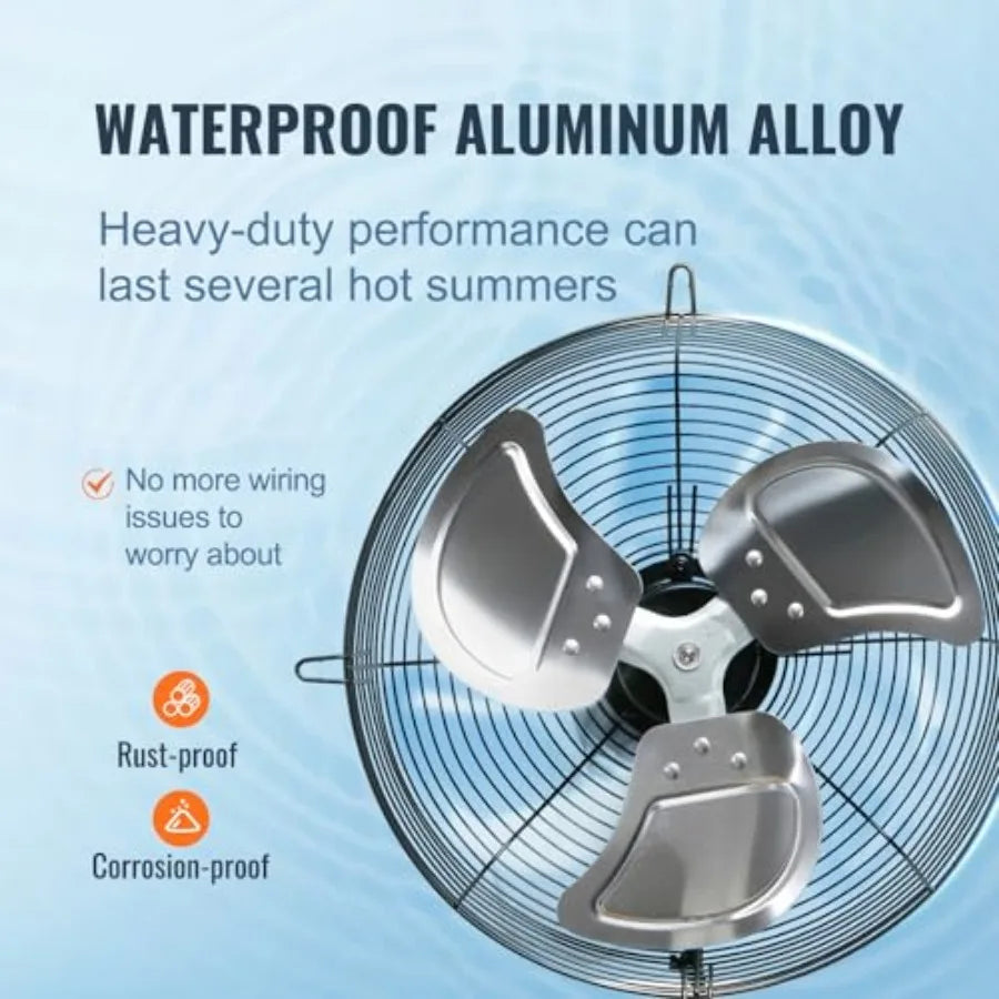 10'' Shutter Exhaust Fan, High-speed 820 CFM, Aluminum Wall Mount Attic Fan with AC-motor, Ventilation and Cooling for Greenhou