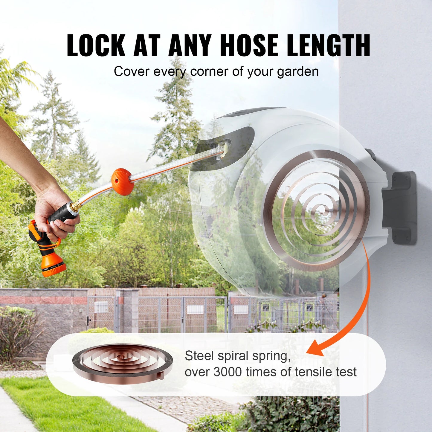 Retractable Hose Reel 65ft 5/8 Wall-Mounted