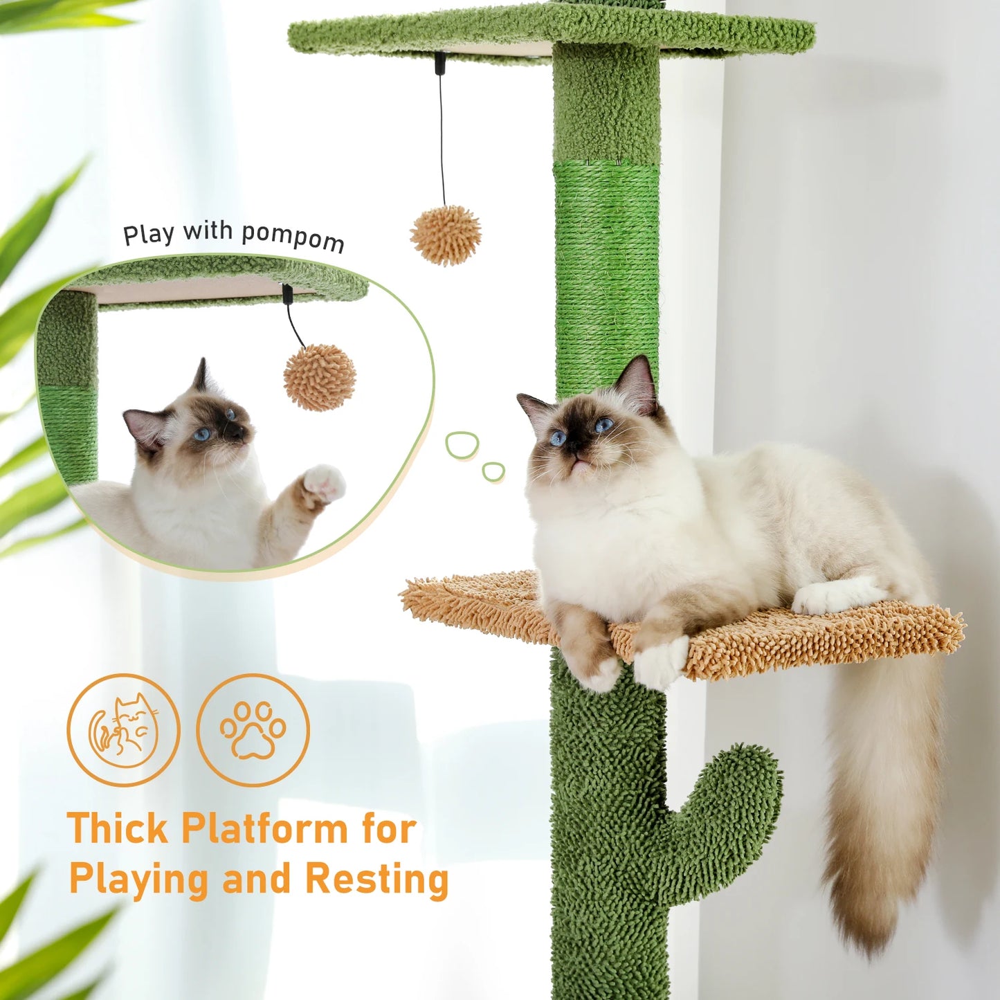 Cat Tree Floor to Ceiling Tower with Scratching Post,