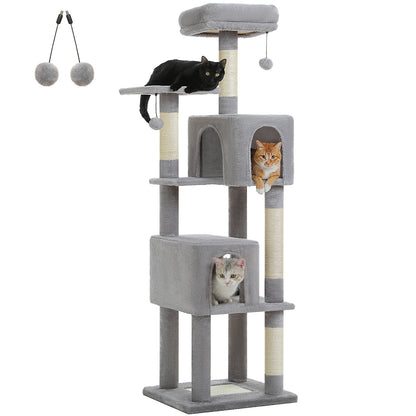 Cat Tree Tower with 2 Condos, Scratching Posts, Perch