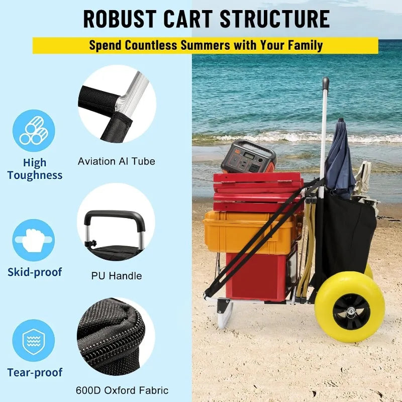 Beach Fishing Cart, 13” 165LBS Big Balloon Wheels