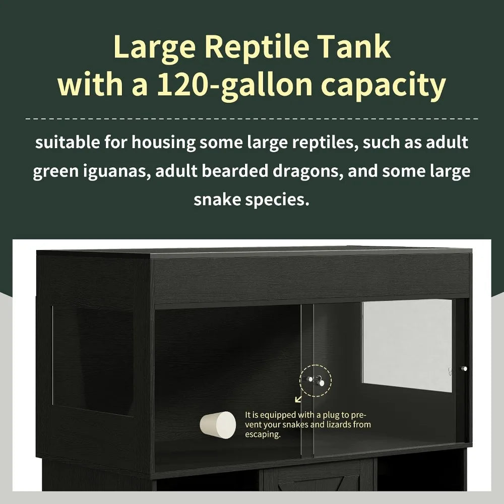 120 Gallon Reptile Tank with Stand 4x2x2