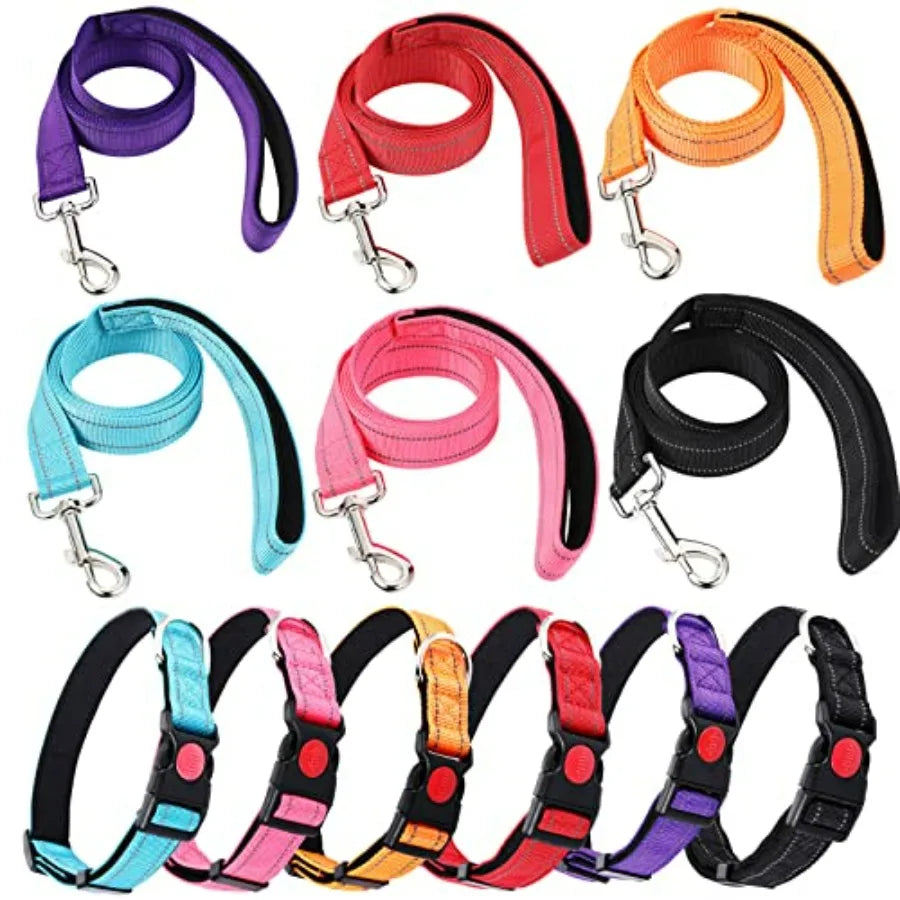 6 Sets Reflective Dog Leash and Collar Set, Nylon