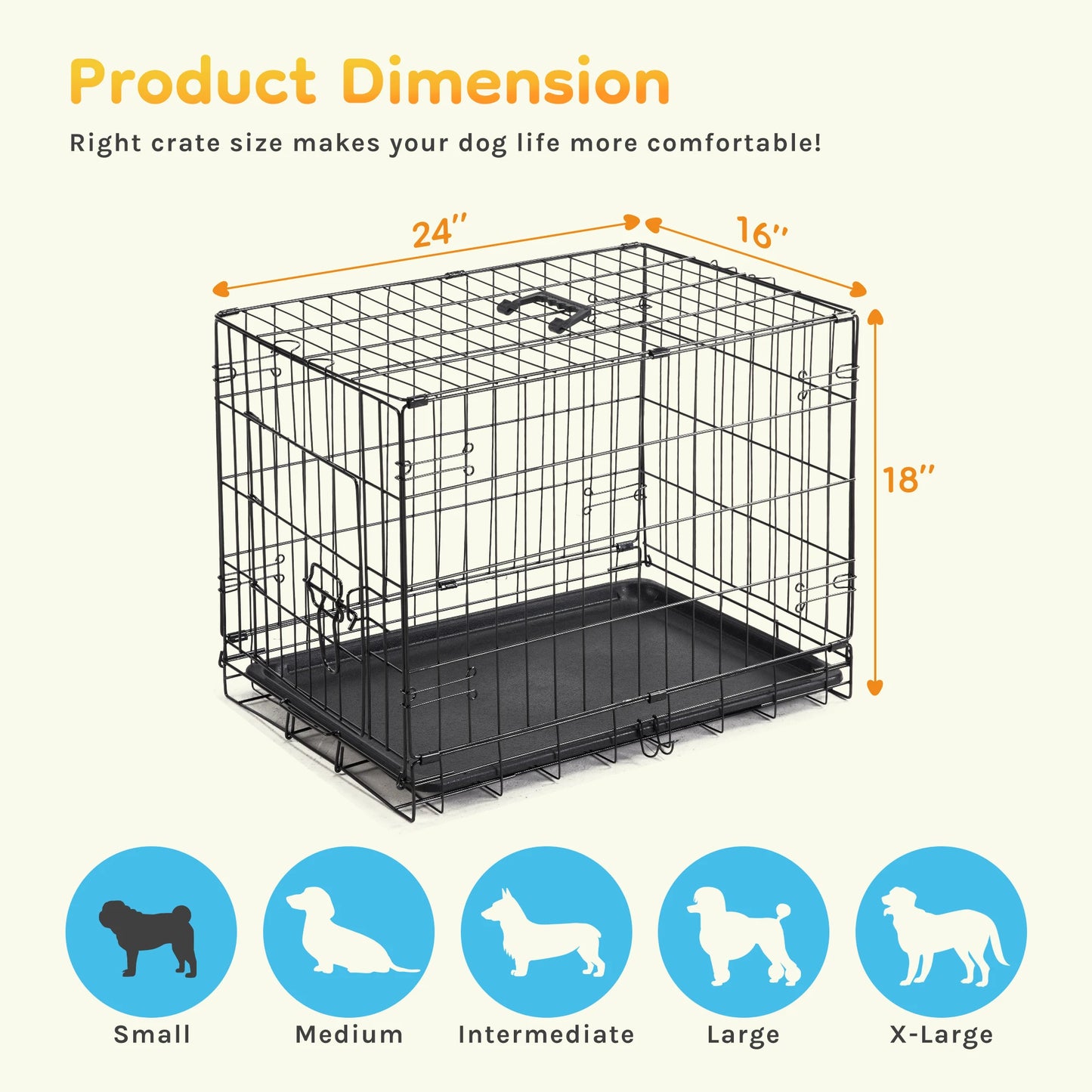 Single Door 30 Inch Folding Metal Wire Dog Cage