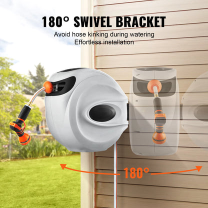 Retractable Hose Reel 65ft 5/8 Wall-Mounted