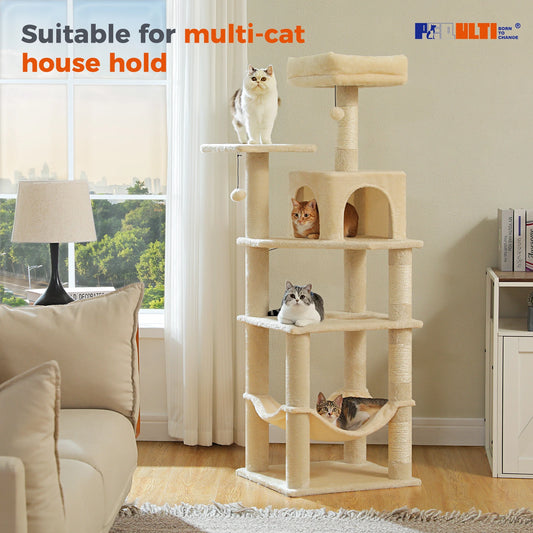 Cat Tree Tower with Private Condo, Top Perches