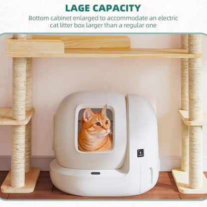 Wood Cat Tower for Automatic Litter Box