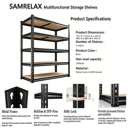 Garage Shelving 5 Tier Storage Shelves Heavy Duty