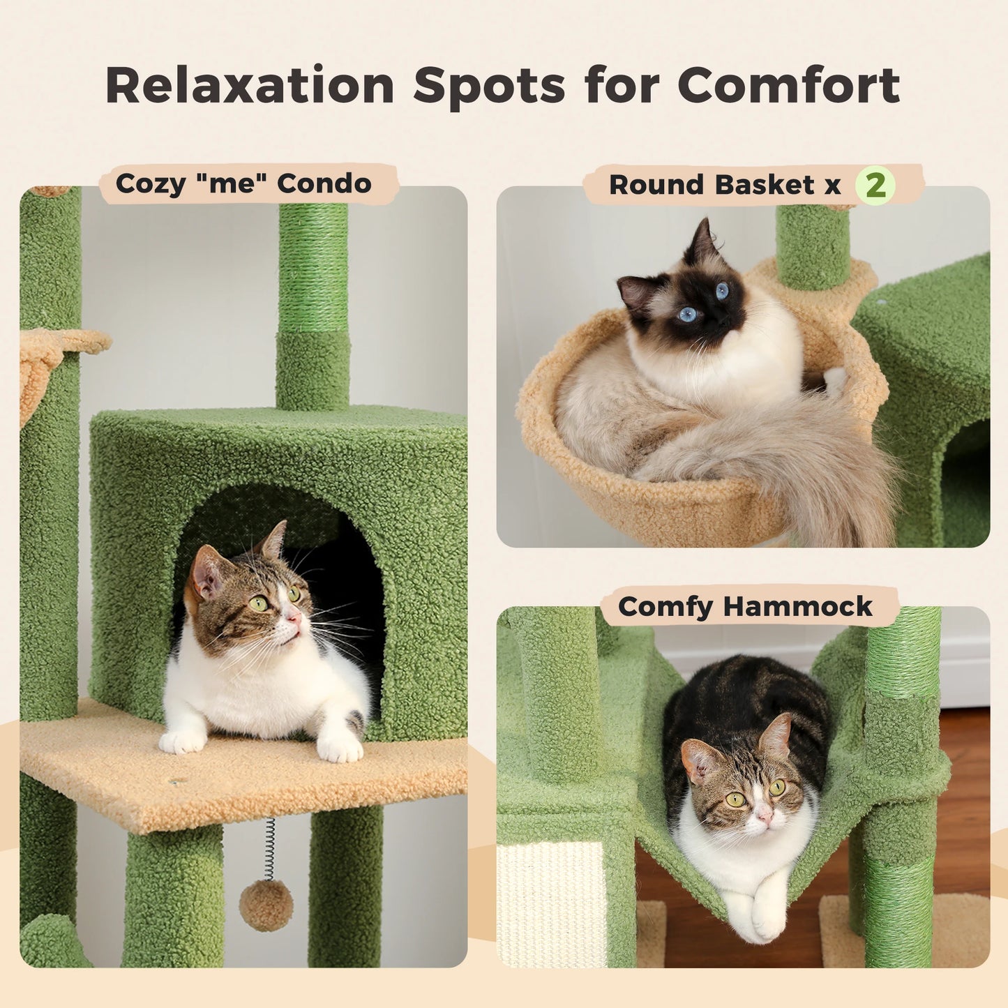 Cactus Cat Tree Floor to Ceiling Tower 7 Tiers