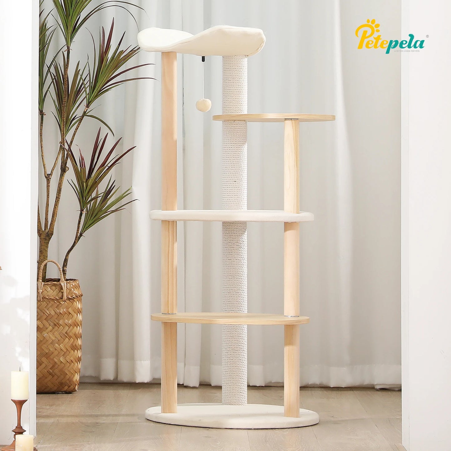 Cat Tree Tower Furniture Wooden with Scratching Post