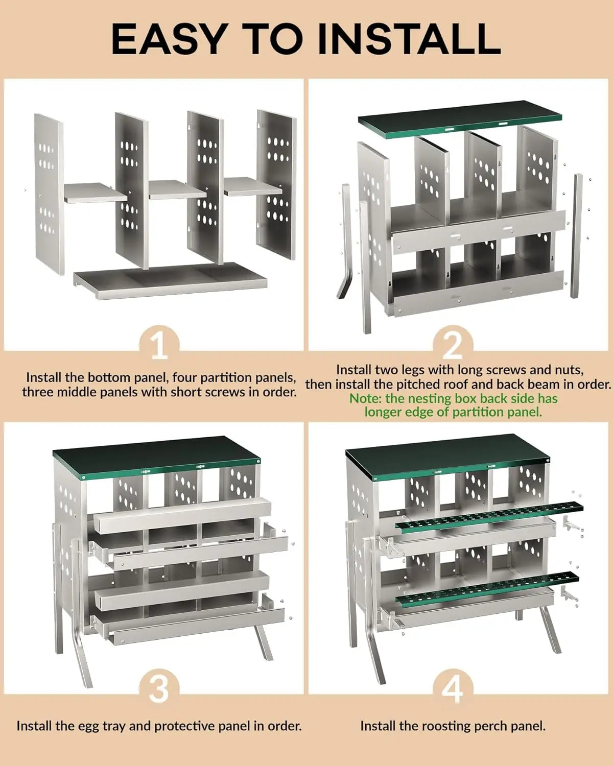 Metal Chicken Coop Nesting Box Roll Out Egg