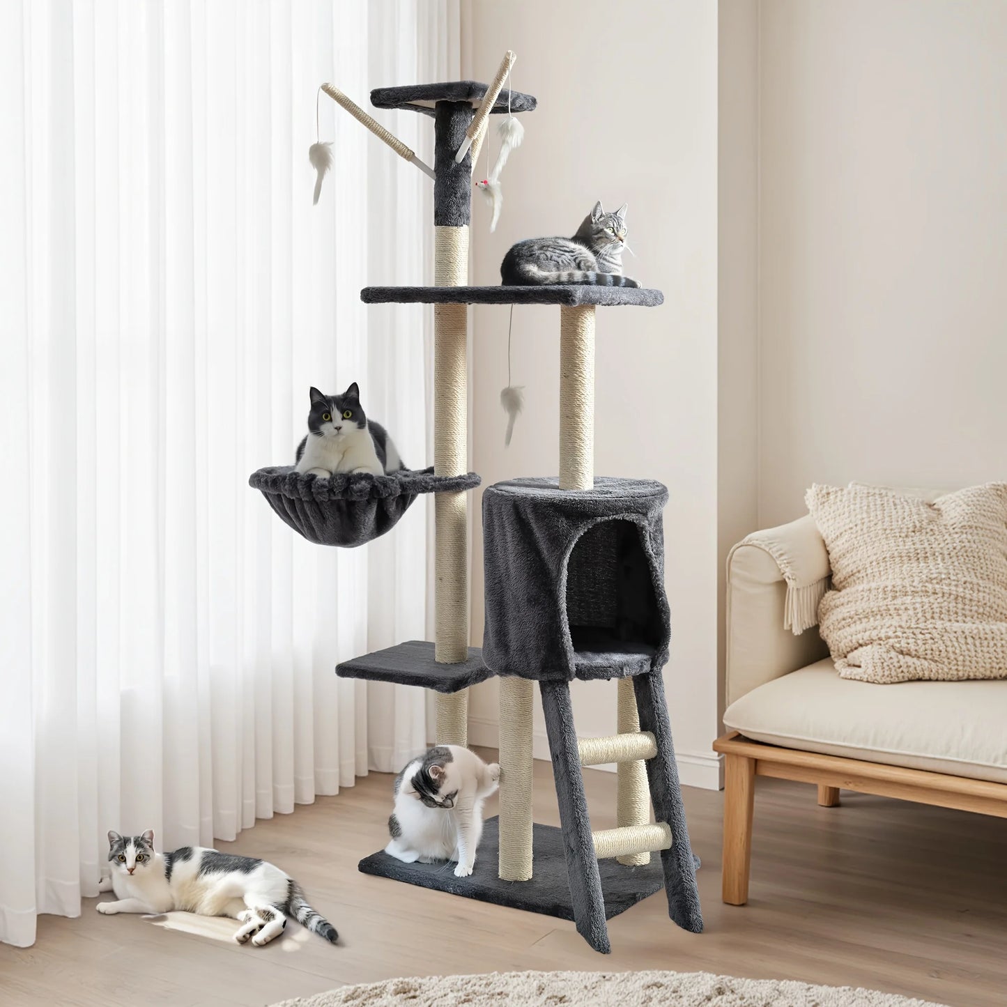 Cat Tower w/ Cozy Beds, House, Scratching Post