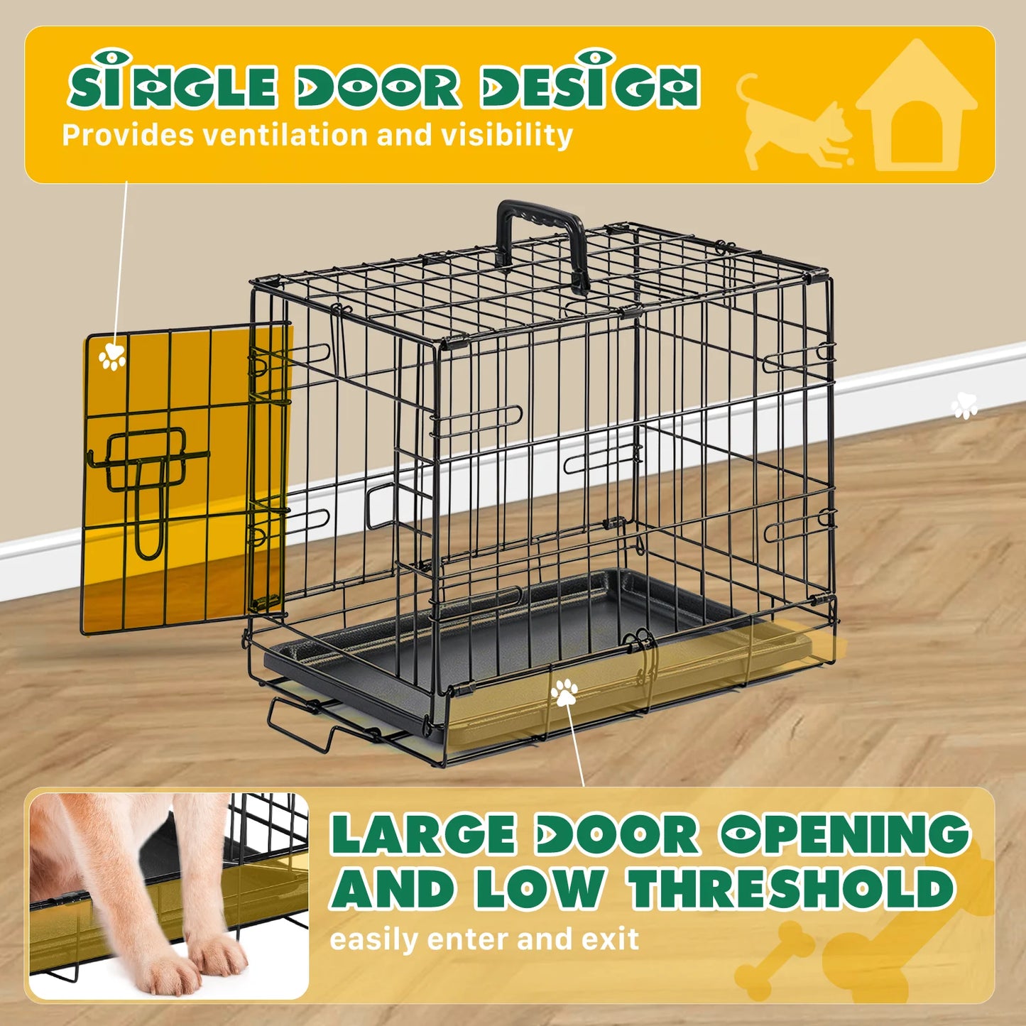 18 Inch Single Door Dog Crate Metal Pet Kennel