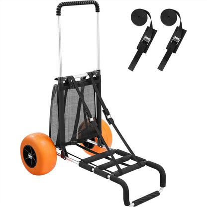 Beach Dolly with 12" Solid Wheels, 165LBS Capacity Folding Cart