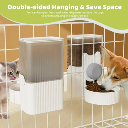 Hanging Cage Automatic Small Pet Food Bowl Water Bottle Dispenser,