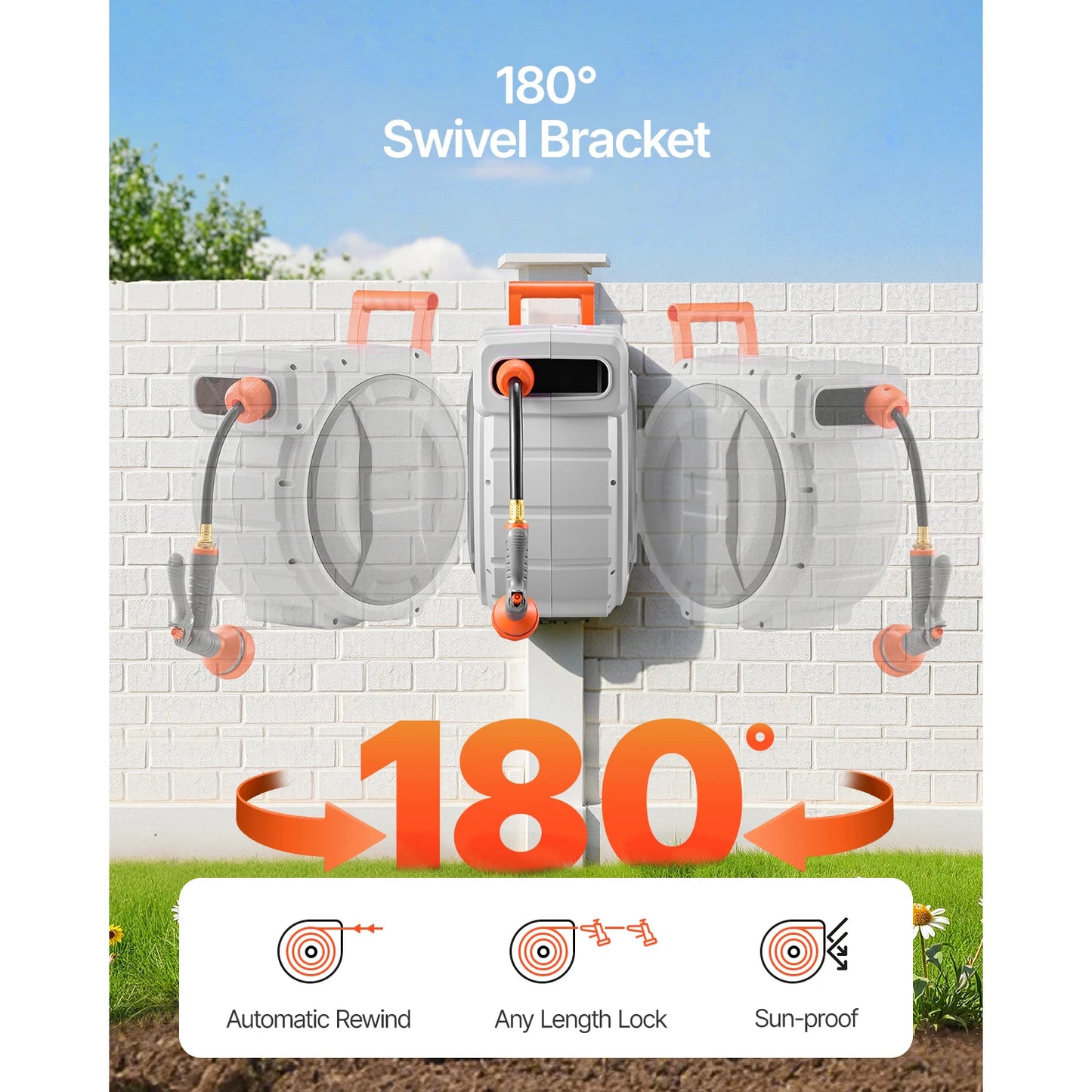 Garden Hose Reel Retractable Wall Mounted 3/4 IN