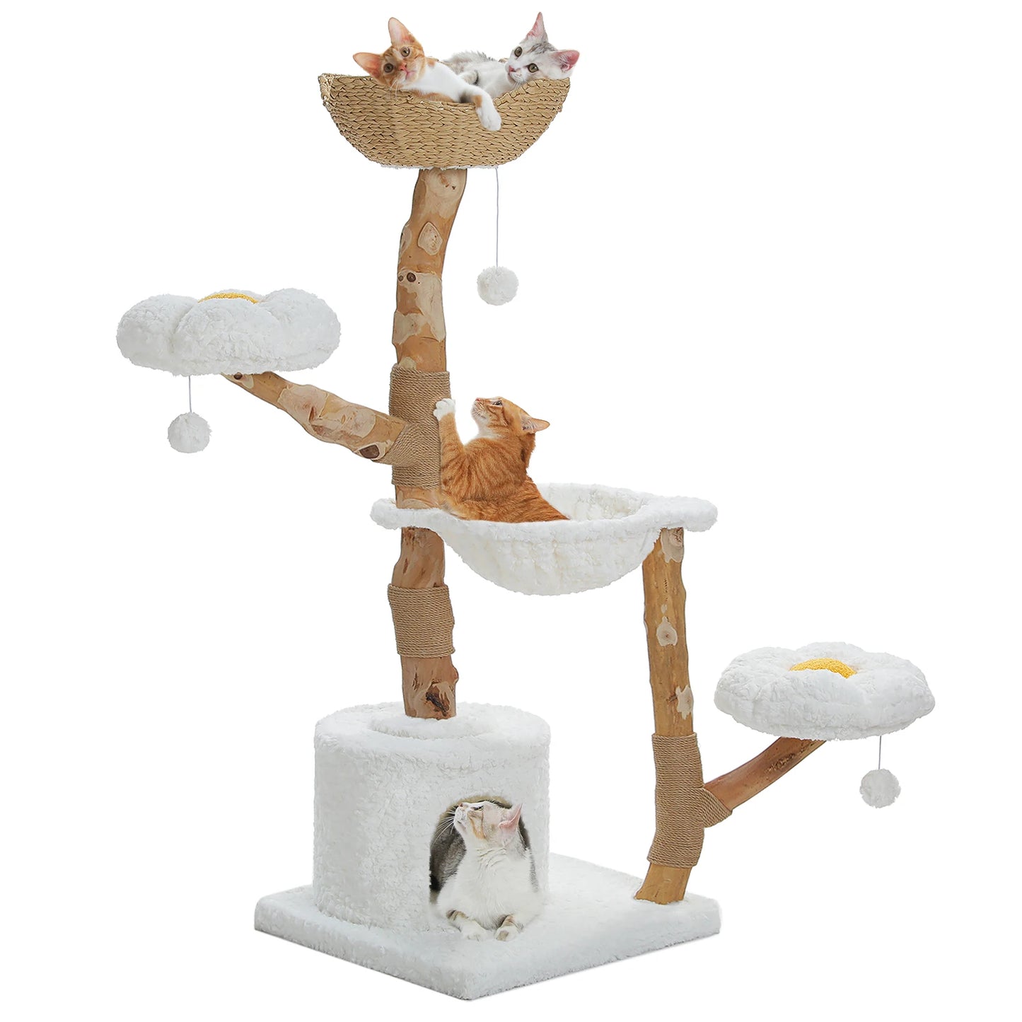 Cat Tree Tower, Wicker Basket Bed, Condo, Ball
