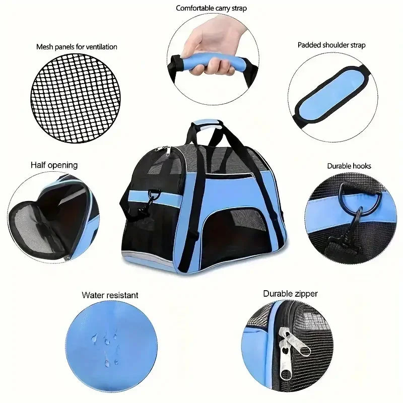 Portable Dog Cat Carrier Bag Breathable Mesh