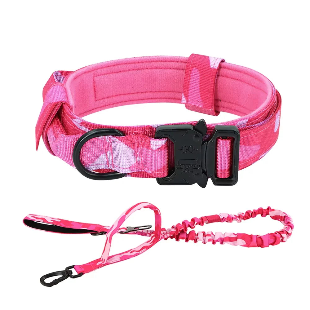 Dog Training Collar Adjustable Tactical W/ Leash