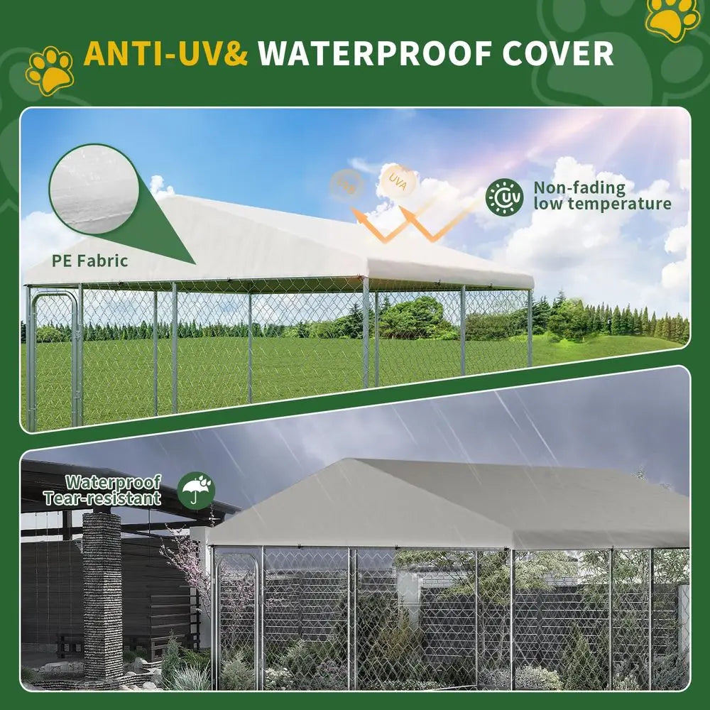 10x10 FT Dog Kennel, Heavy Duty Outdoor Enclosure