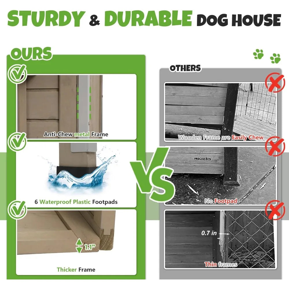 Large Outdoor Wooden Dog House, Weatherproof
