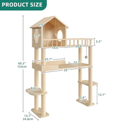 Wood Cat Tower for Automatic Litter Box