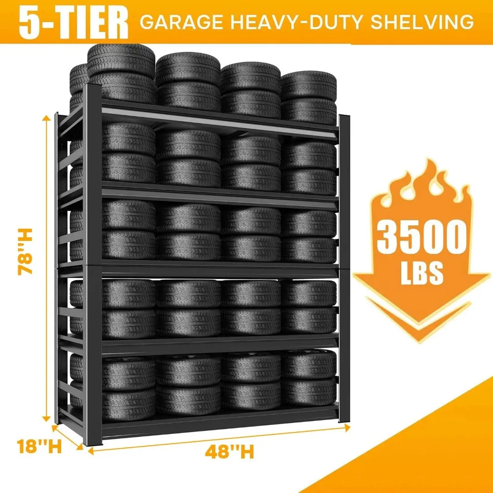 72" H X 48" W X 24" D Heavy Duty Garage Shelving Unit 5 Tier