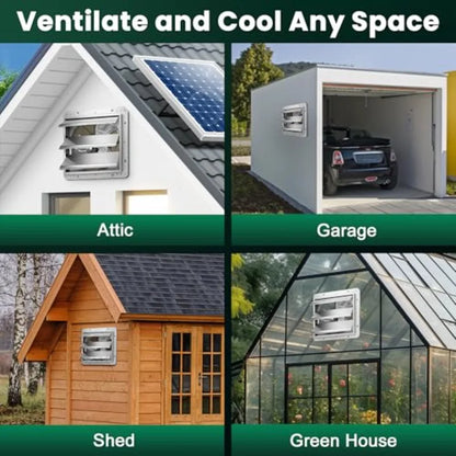 Solar Exhaust Fan for Greenhouse with Battery and Adjustable Thermostat