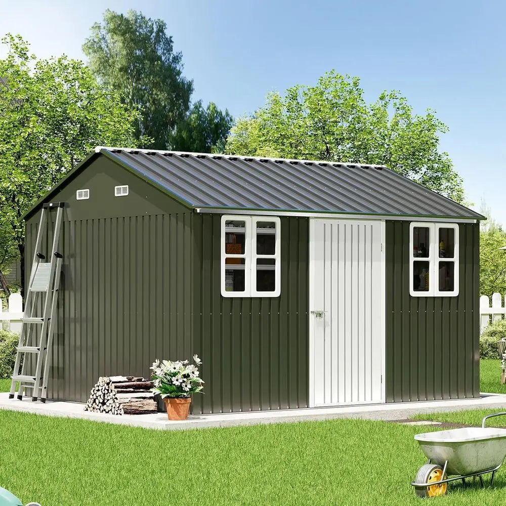 10 x 12 Outdoor Storage Shed with Lockable Door and 2 Windows,