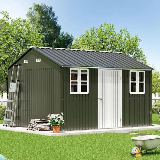 10 x 12 Outdoor Storage Shed with Lockable Door and 2 Windows,