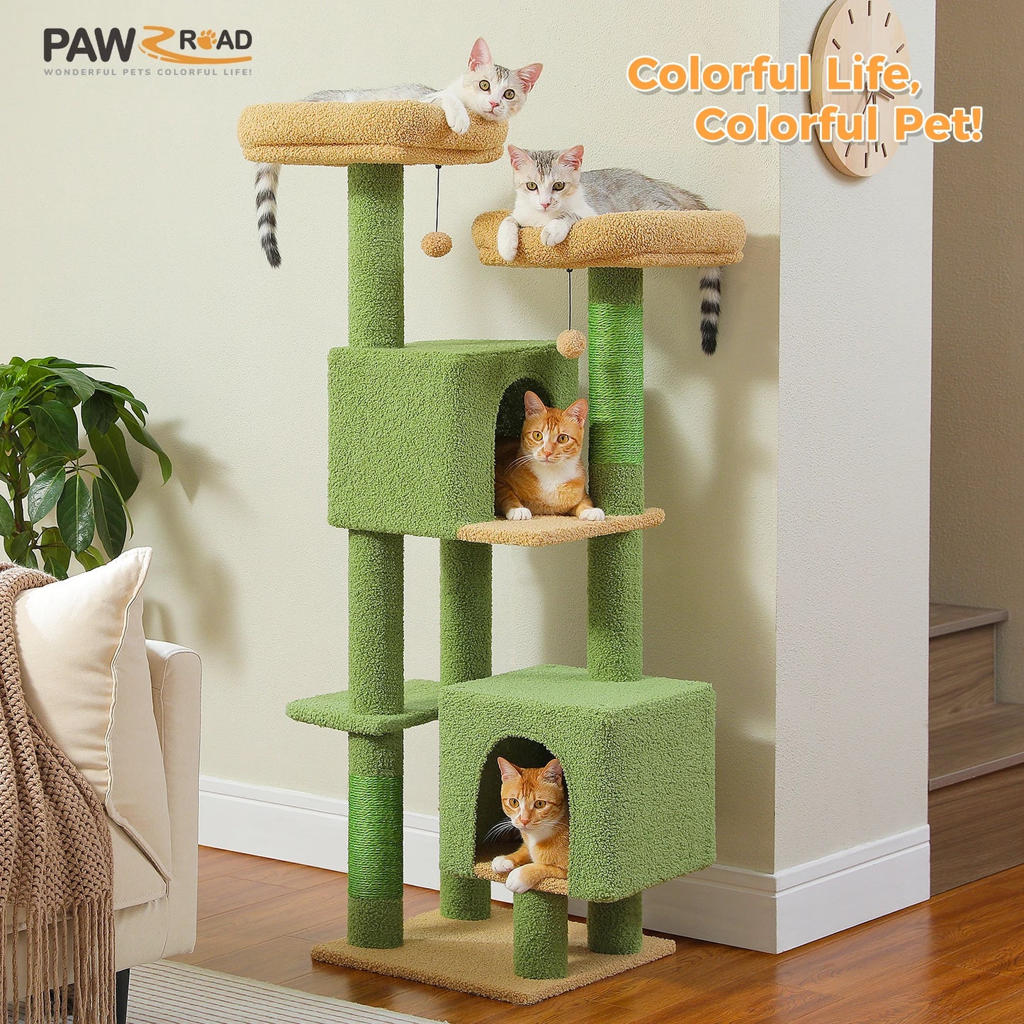 Cactus Cat Tree, 133cm Tower for Indoor