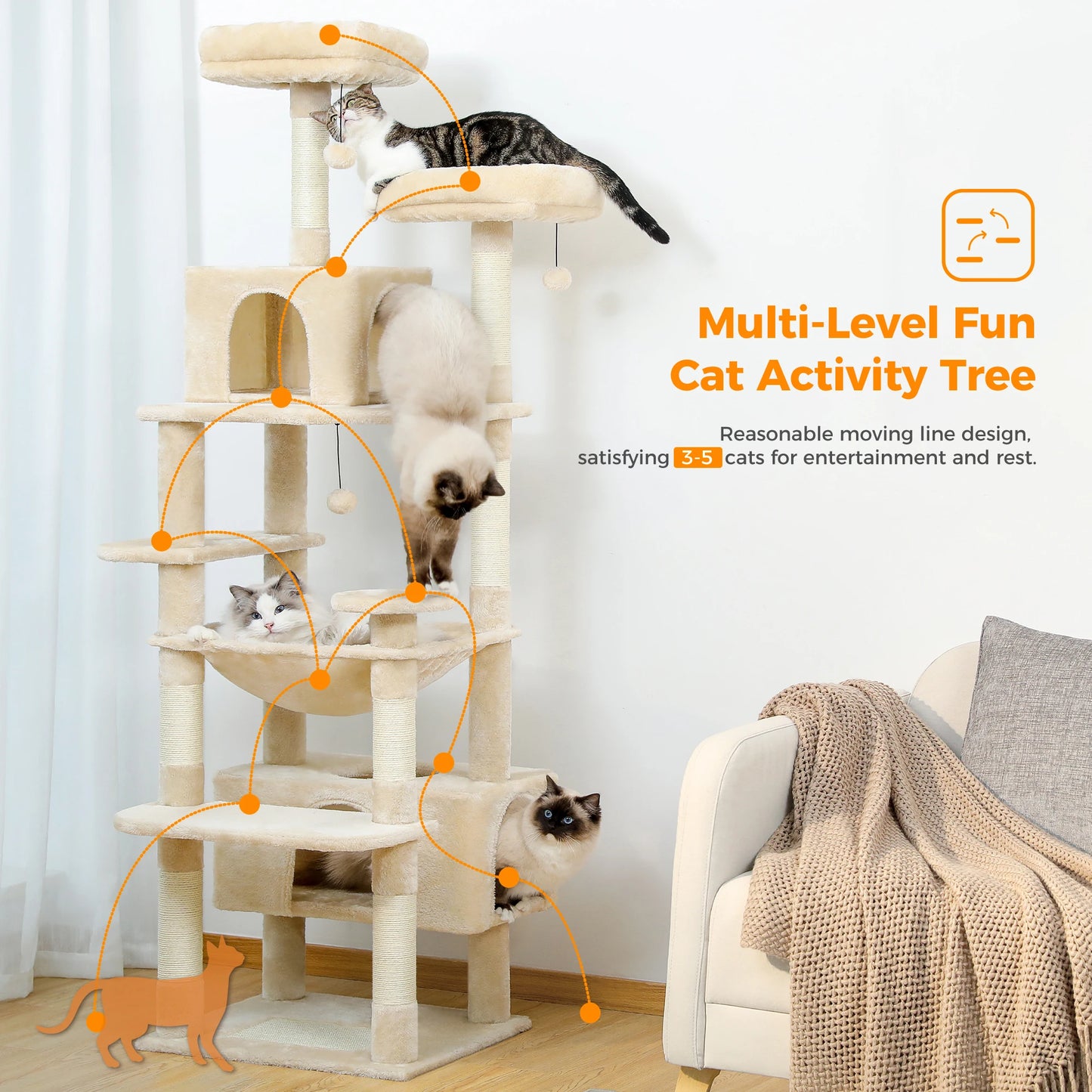 Large Cat Tree Tower for Indoor Cats