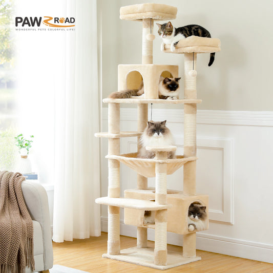 Cat Tree Tower W/ Scratching Posts& Hammock, Condo, Perch, Dangling Balls