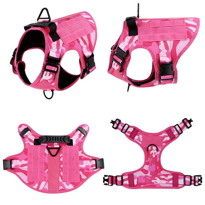 Military Pink Camouflage Dog Harness For Large Medium