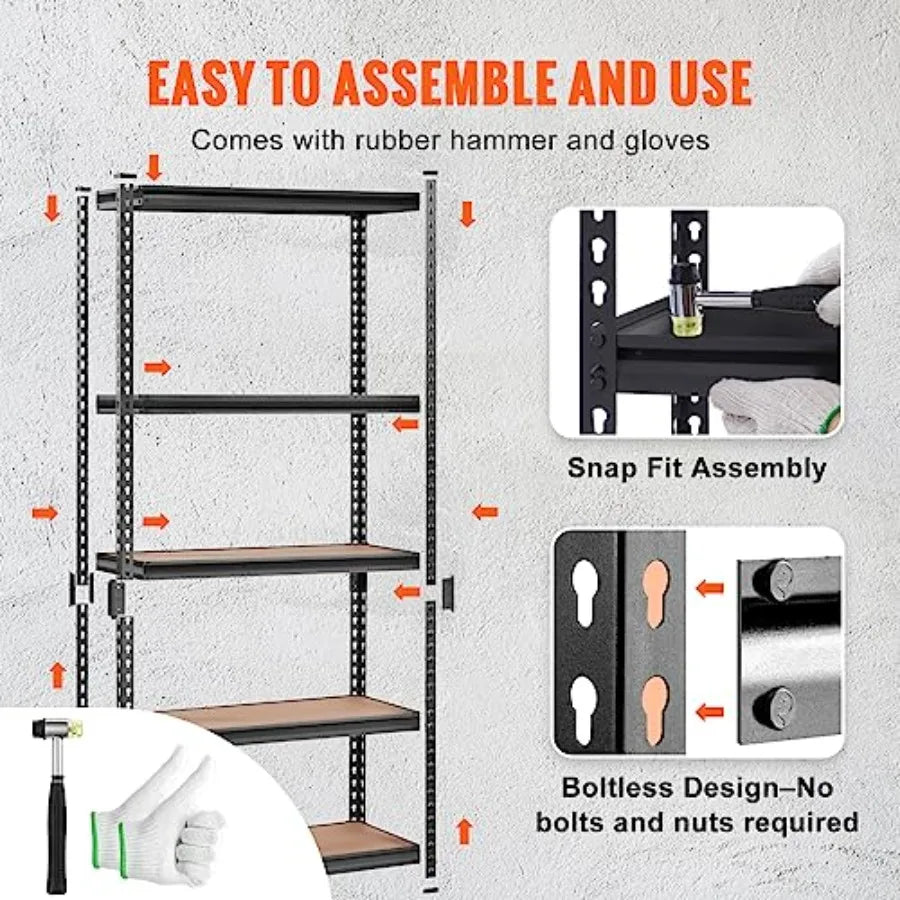 Storage Shelving Unit, 5-Tier Adjustable, 2000 lbs Capacity